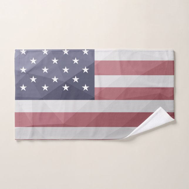 USA Flagge Red White Blue America Geometric Mesh Badhandtuch Set (Handtuch)