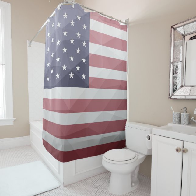 USA Flagge Red White Blue America Geometric Mesh Duschvorhang (Beispiel)