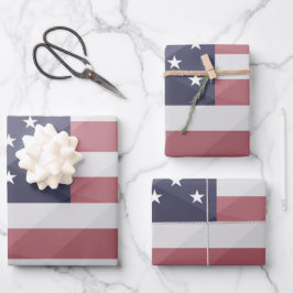 USA Flagge Red White Blue America Geometric Mesh Geschenkpapier Set