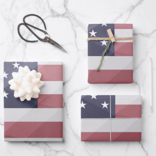 USA Flagge Red White Blue America Geometric Mesh Geschenkpapier Set