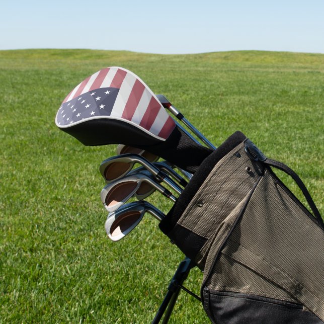 USA Flagge Red White Blue America Geometric Mesh Golf Headcover (In SItu)