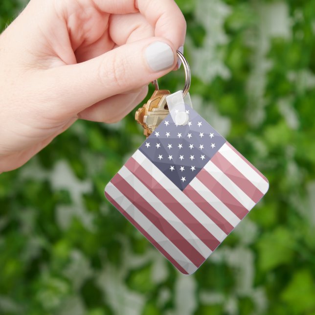 USA Flagge Red White Blue America Geometric Mesh Schlüsselanhänger (Hand)
