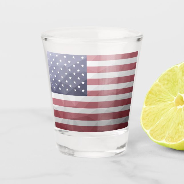 USA Flagge Red White Blue America Geometric Mesh Schnapsglas (Vorderseite)