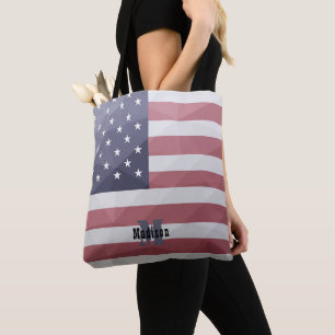USA-Flagge Red White Blue Geometric Mesh Monogram Tasche