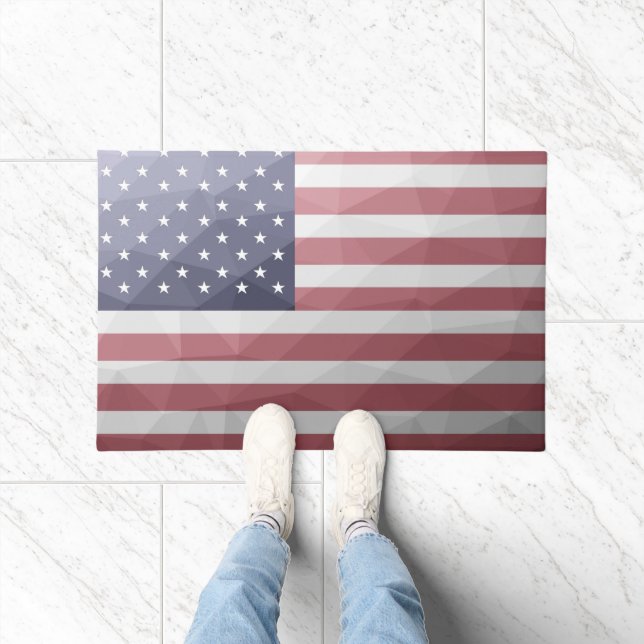 USA-Flagge Red White Blue Geometric Mesh Pattern Fußmatte (Indoor)