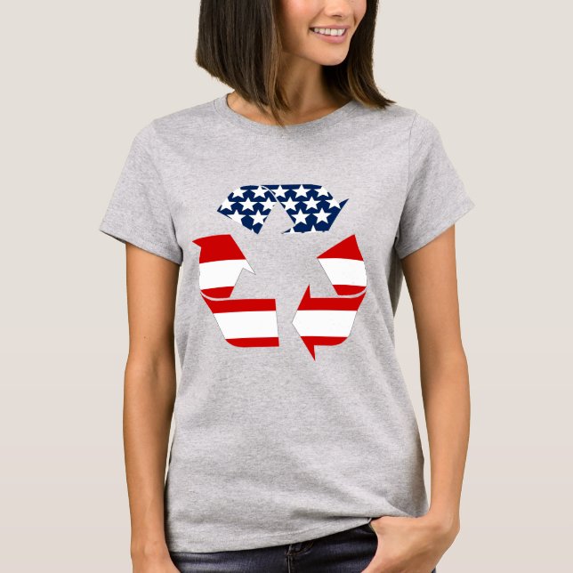 USA-Flagge - Red White & Blue Recycle Symbol T-Shirt (Vorderseite)