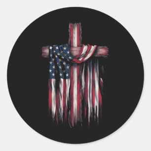 Usa-Flagge Religiöser Spruch 4. Juli Christlicher  Runder Aufkleber