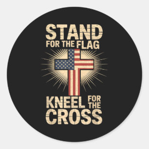 USA-Flagge Religiöser Zitat Christlicher Glaube Runder Aufkleber