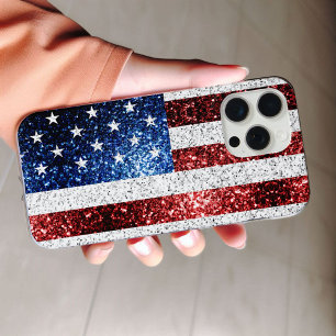 USA-Flagge rot weiß blau funkelt glitzert iPhone 16 Pro Max Hülle
