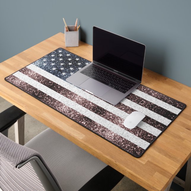 USA-Flagge Rot-Weiß-Glitzern Vintag Amerika Schreibtischunterlage (Büro 2)
