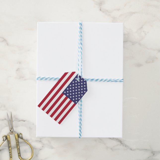 USA-Flagge Rot-Weiß-Patriotisch Amerikaner Geschenkanhänger (Mit Garn)