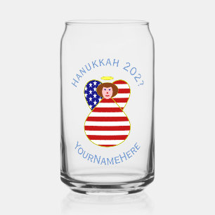 USA-Flagge Rote Haare Hanukkah Engel Personalisier Dosenglas