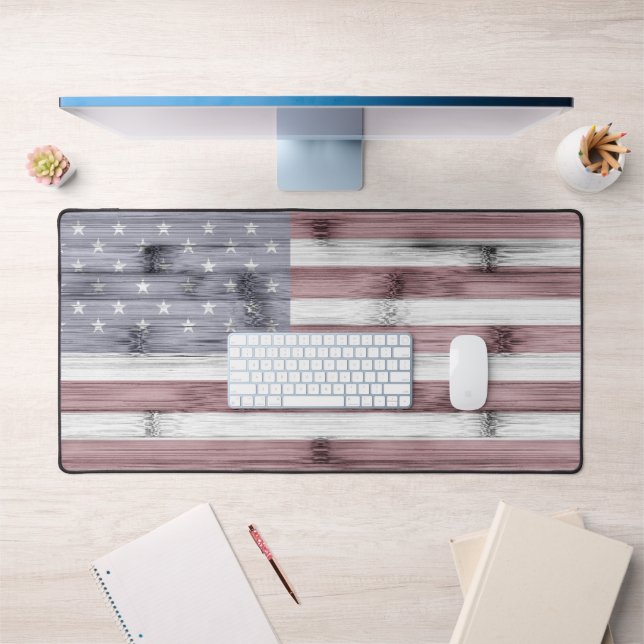 USA flagge Rustic Red White Blue Wood Amerika Schreibtischunterlage (Büro 1)