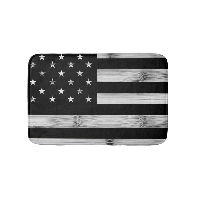 USA flagge Rustic Wood Schwarz-weiß Patriotic Amer Badematte (Vorderseite)