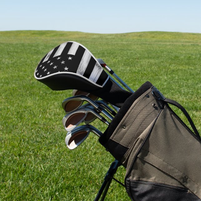 USA flagge Rustic Wood Schwarz-weiß Patriotic Amer Golf Headcover (In SItu)