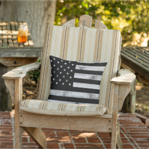 USA flagge Rustic Wood Schwarz-weiß Patriotic Amer Kissen