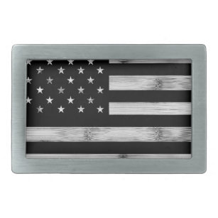 USA flagge Rustic Wood Schwarz-weiß Patriotic Amer Rechteckige Gürtelschnalle