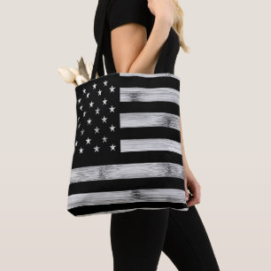 USA flagge Rustic Wood Schwarz-weiß Patriotic Amer Tasche