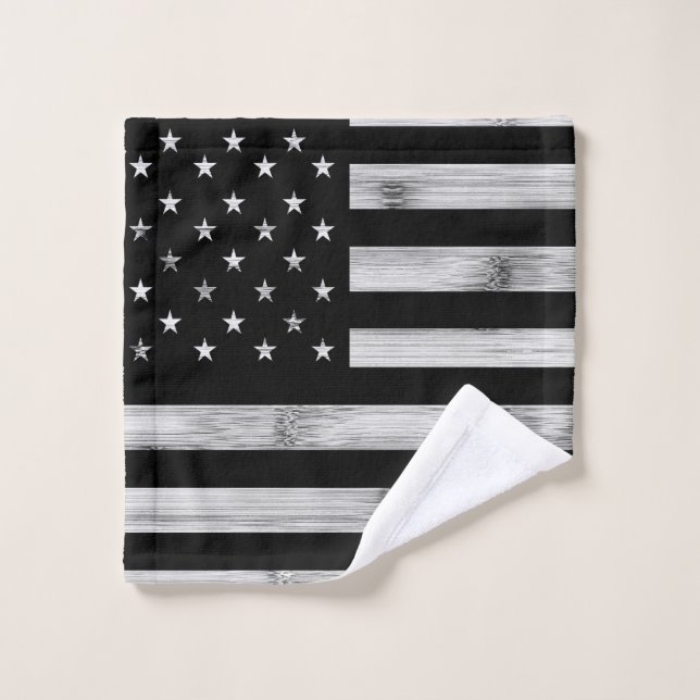 USA flagge Rustic Wood Schwarz-weiß Patriotic Amer Waschlappen (Waschlappen)