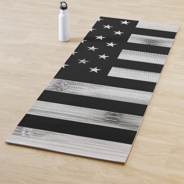 USA flagge Rustic Wood Schwarz-weiß Patriotic Amer Yogamatte (Beispiel)