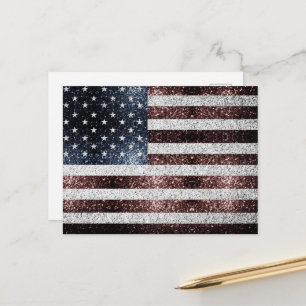USA-Flagge rustikal rot weiß blau funkelt 4. Juli Postkarte