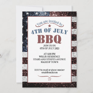 USA-Flagge rustikale Funken 4. Juli BBQ-Party Einladung