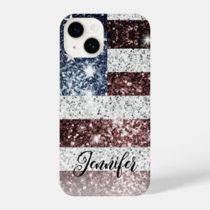 USA Flagge rustikales Amerika Imitate Glitzern Ihr iPhone 14 Hülle