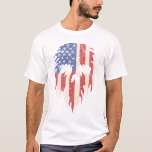 USA-Flagge Schädel Bart Abgenutztes patriotische T-Shirt