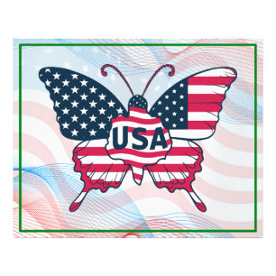 USA-Flagge Schmetterling Patriotisches Amerikanisc Fotodruck