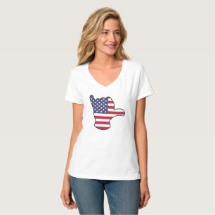 USA-Flagge Shaka-Zeichen T-Shirt