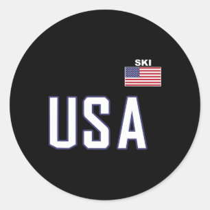 USA-Flagge Skiteam Coole Skiausrüstung für Skifahr Runder Aufkleber