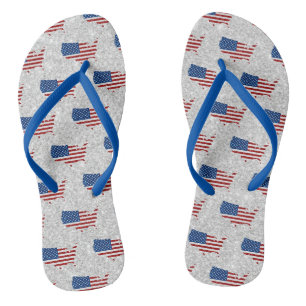 USA-Flagge Sterne & Streifen 4. Juli Glitter Flip Flops