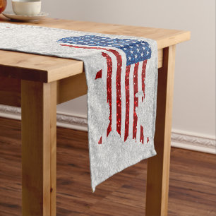 USA-Flagge Sterne & Streifen 4. Juli Glitter Kurzer Tischläufer