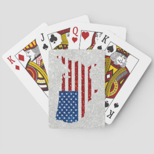 USA-Flagge Sterne & Streifen 4. Juli Glitter Spielkarten