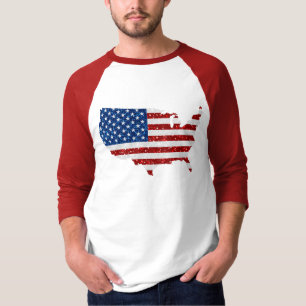 USA-Flagge Sterne & Streifen 4. Juli Glitter T-Shirt