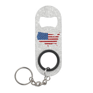 USA-Flagge Sterne und Streifen 4. Juli Glitter Mini Flaschenöffner