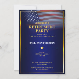 USA-Flagge transparent Goldrahmen Luxury Blu Einladung