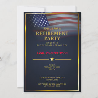 USA-Flagge | transparent | Goldrahmen | Luxury Blu Einladung