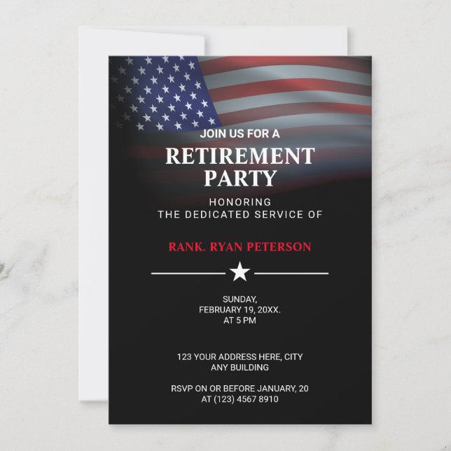 USA-Flagge | Transparente Einstufung | Klasse Schw Einladung (Vorderseite)