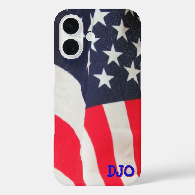 USA-Flagge und Ihre Initialen iPhone 16 Hülle (Rückseite)