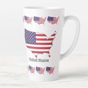 USA-Flagge und Souvenir-Design mit Karte Milchtasse