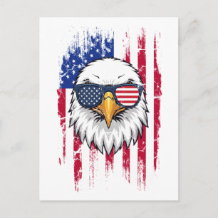 USA-Flagge und Weißkopfseeadler Grunge Postkarte