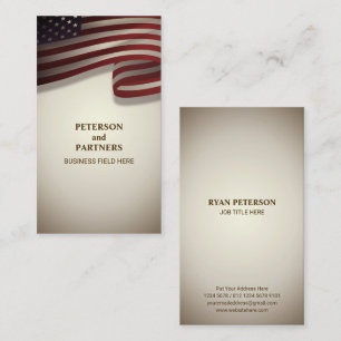 USA-Flagge Vertikal Vintager Hintergrund Visitenkarte