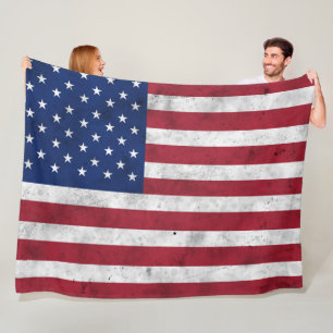 USA-Flagge Vintag Rot-Blau Amerika patriotisch Fleecedecke