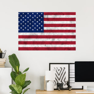 USA-Flagge vintage rot weiß blau Amerika patriotis Poster