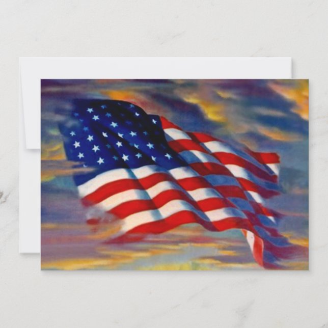 USA-Flagge-Wellen-Wolken-leere Einladungen (Vorderseite)