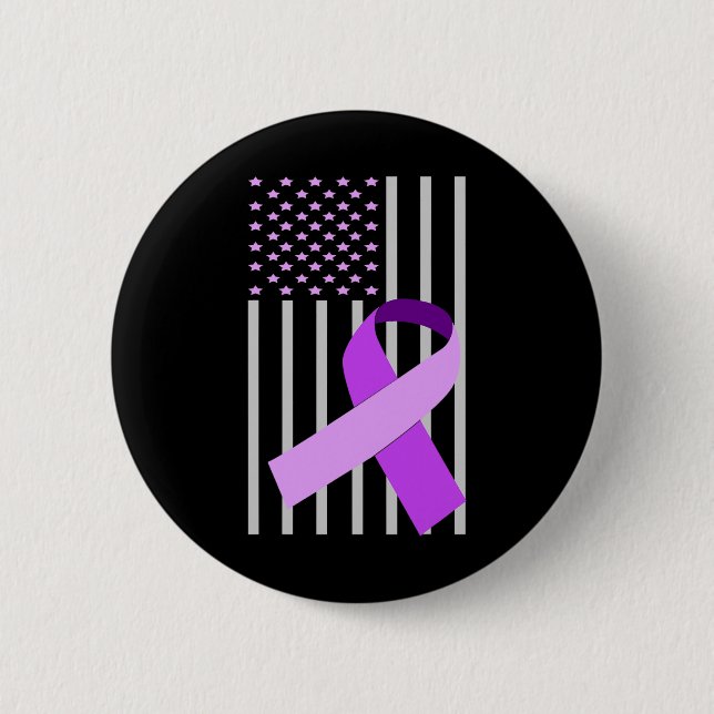 USA Flaggen Alzheimer Ribbon Alzheimer Disease Awa Button (Vorderseite)