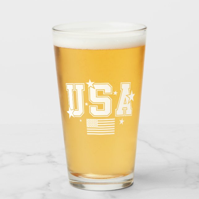 USA-Flaggen-Bier Glas (Vorne (Gefüllt))