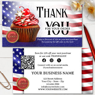 USA-Flaggen-Cupcake-QR-Code-Vielen Dank für Ihre B Visitenkarte