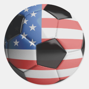 USA-Flaggen-Fußball Runder Aufkleber